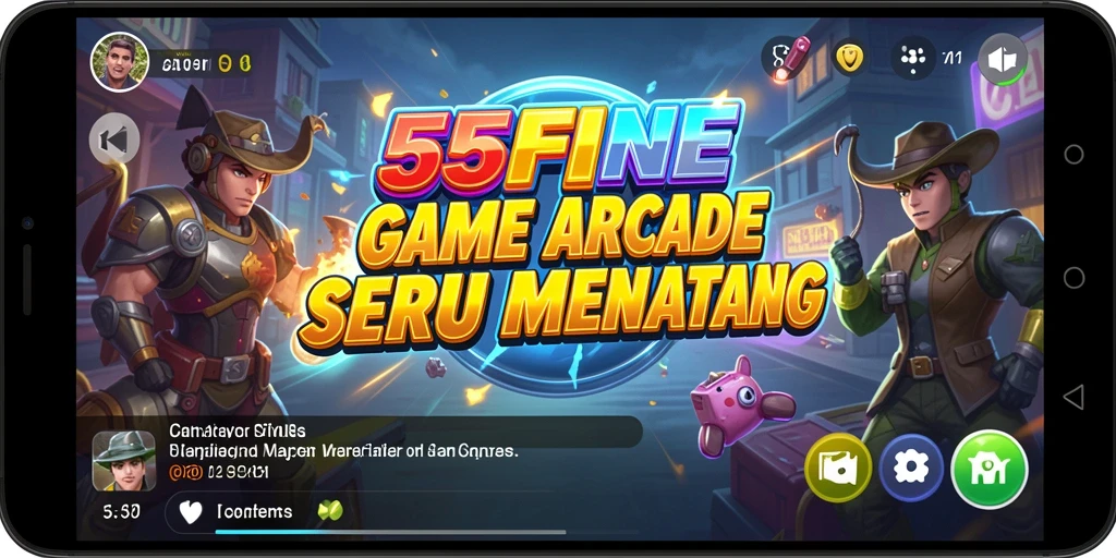 Screenshot gameplay seru dari 55FIVE dengan warna-warna cerah.