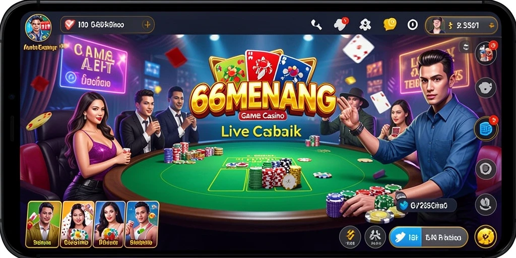 Tampilan gameplay Live Casino yang mendebarkan di 66MENANG.