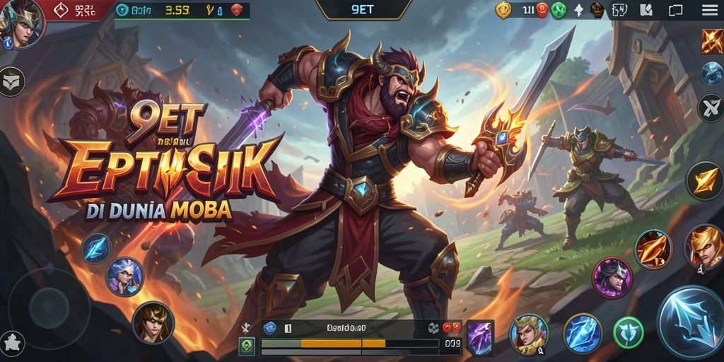 Screenshot aksi pertandingan dalam game MOBA 9ET.