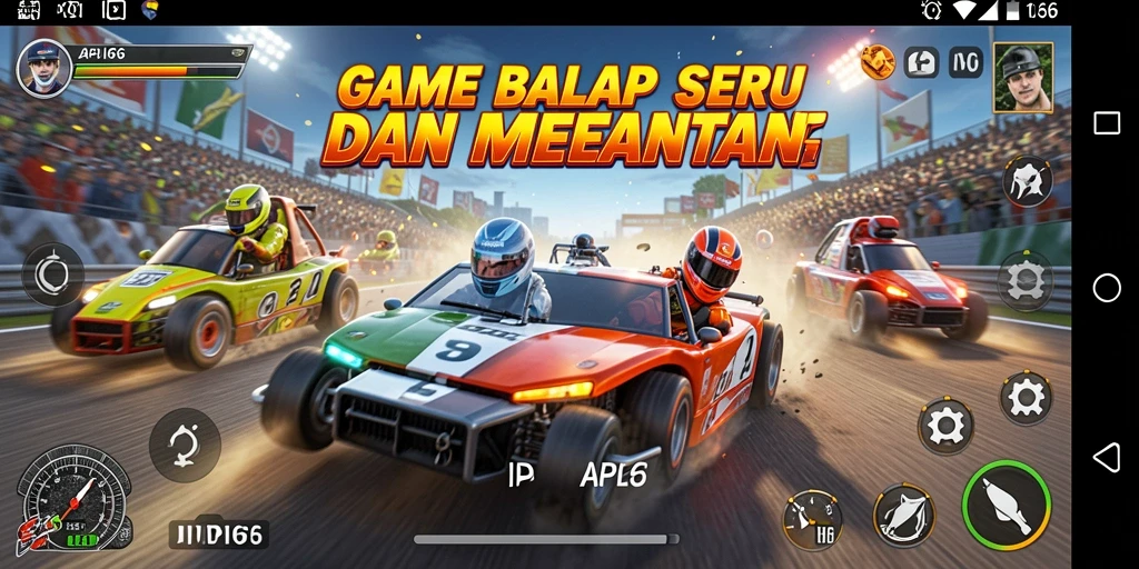 Tampilan gameplay menegangkan dalam balapan API66.
