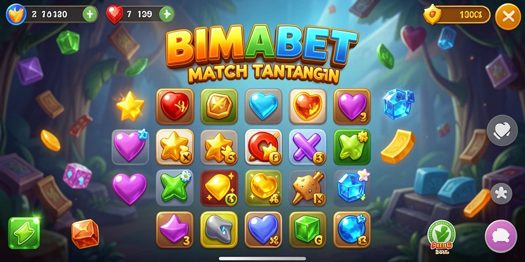 Screenshot BIMABET menunjukkan momen seru saat menyelesaikan level Match-3.