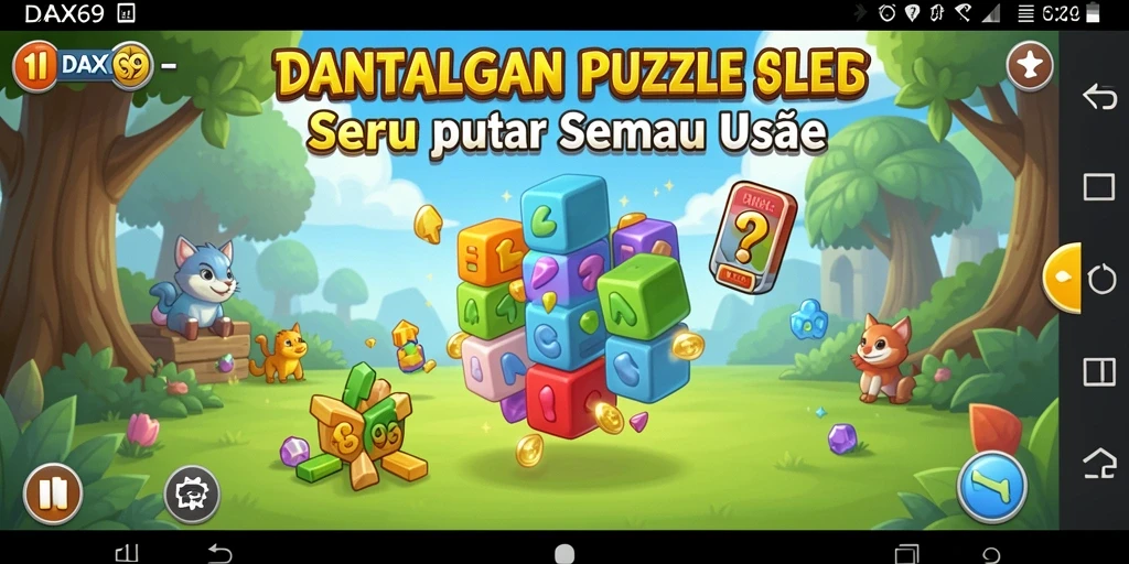 Screenshot menampilkan gameplay seru di DAX69 dengan tantangan puzzle.