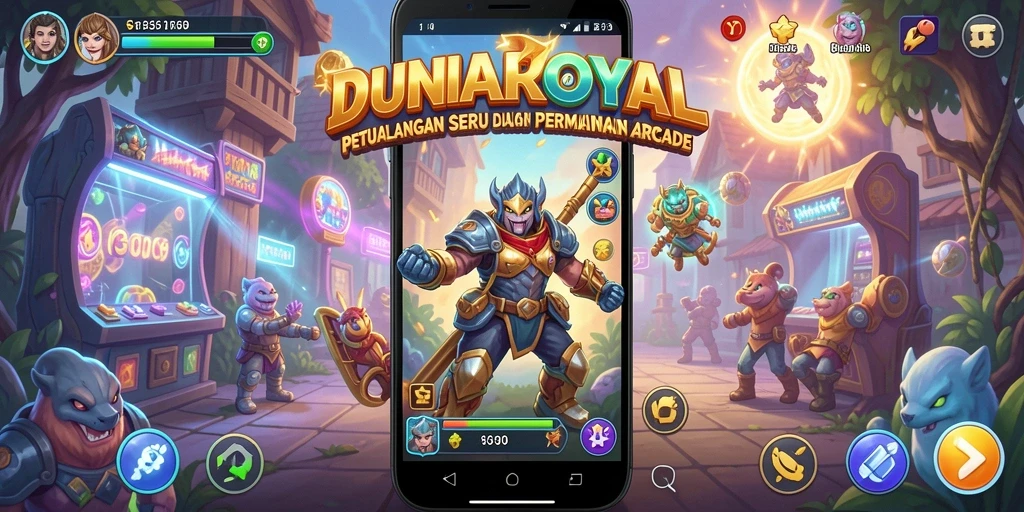 Tangkapan layar DUNIAROYAL menunjukkan aksi penuh warna dalam gameplay Arcade.
