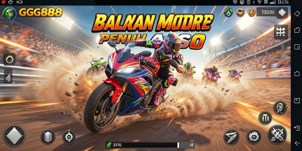 Screenshot GGG888 menunjukkan aksi balapan motor yang mendebarkan.