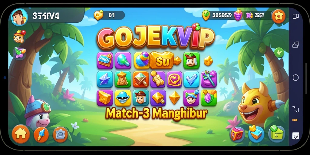 Tampilan gameplay seru dan menantang di GOJEKVIP Match-3.