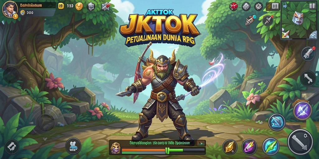 Tangkapan layar utama JKTOK menampilkan aksi pertarungan seru dalam dunia RPG.