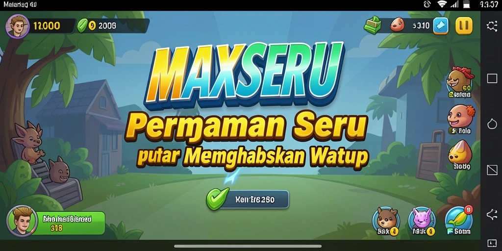 Tangkapan layar gameplay <strong>MAXSERU</strong> yang menampilkan interaksi menyenangkan dalam permainan Idle.