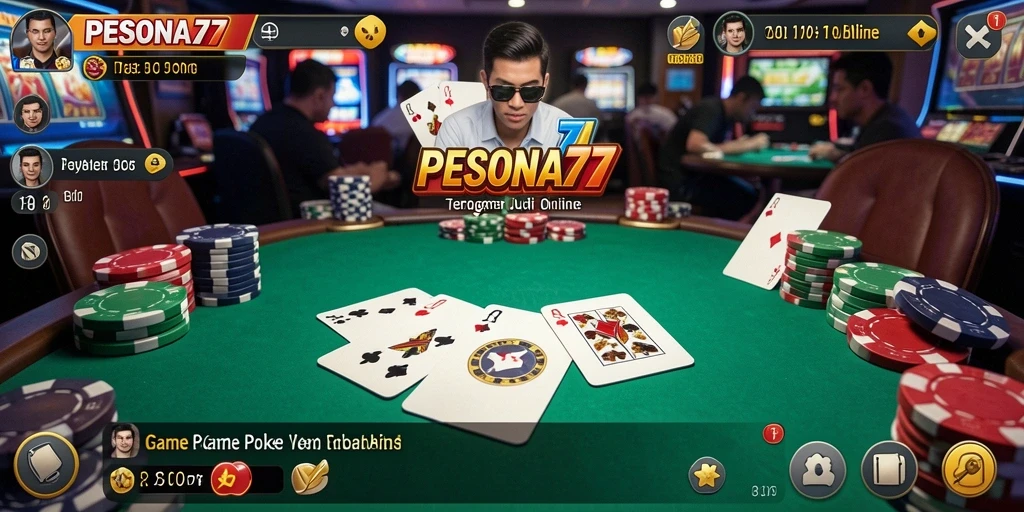 Screenshot gameplay PESONA77 menampilkan aksi seru permainan poker.