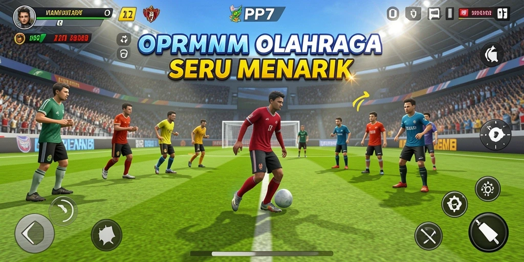 Tangkapan layar gameplay PP7 yang menunjukkan aksi seru olahraga.